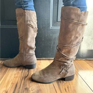 Girl's Tan Suede Knee-High Boots